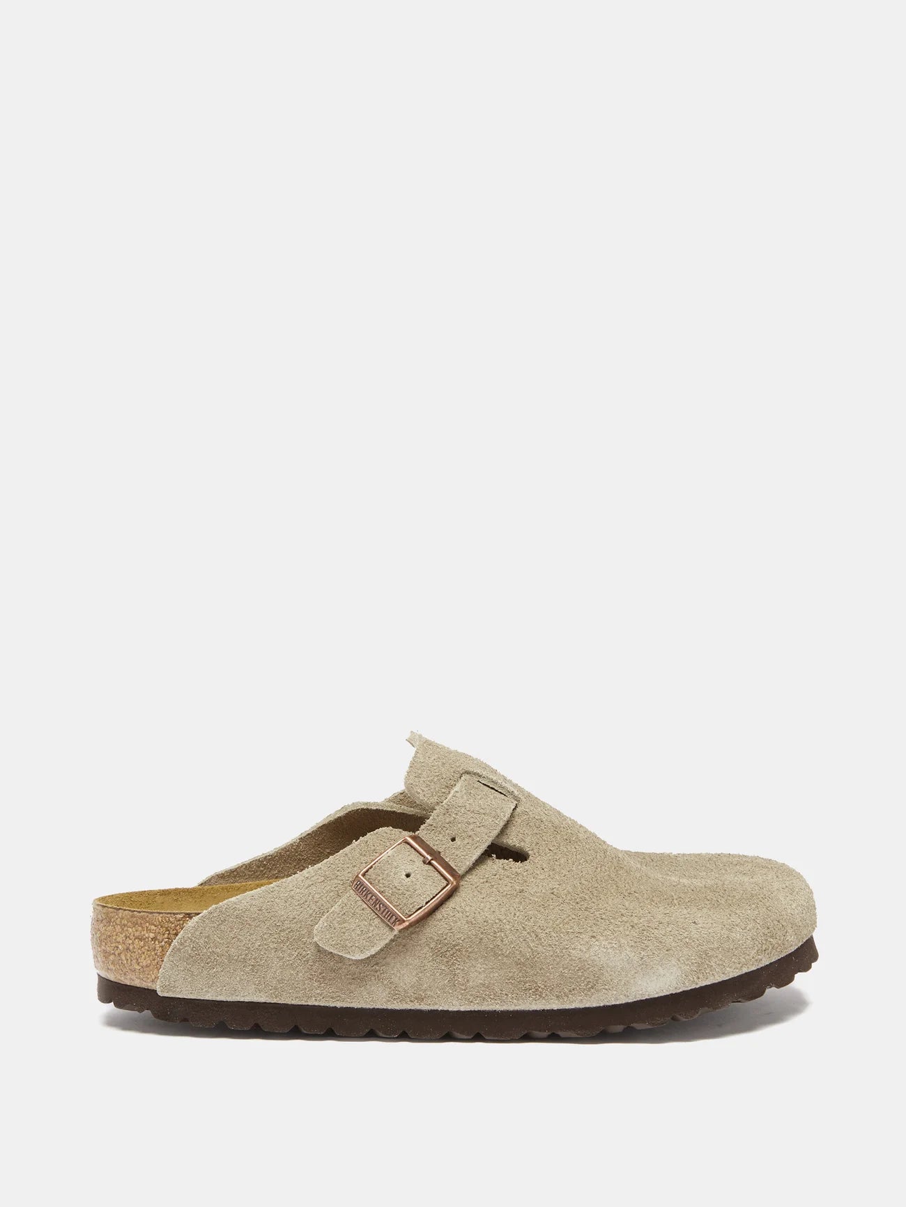 Birkenstock Boston Taupe Soft Footbed Suede Leather